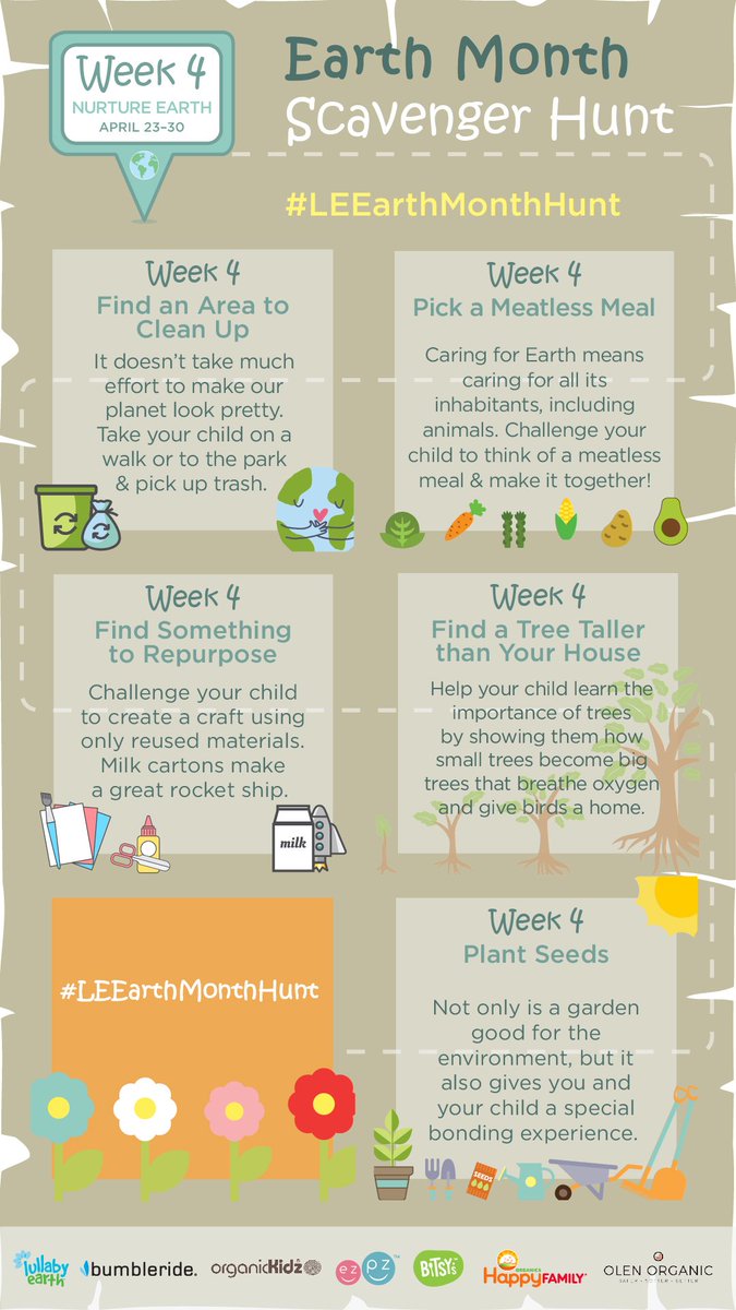 Enjoy the #spring weather with the whole #family and take on our #EarthMonth Scavenger Hunt! This is your last chance to #WIN over $1,000 in prizes from our partners: <a href="/ezpzfun/">ezpz</a> <a href="/OlenOrganic/">Olen Organic</a> <a href="/BitsysBrainfood/">Bitsy's</a> <a href="/Bumbleride/">bumbleride</a> <a href="/HappyFamily/">Happy Baby Organics</a> &amp; <a href="/organicKidz/">organicKidz</a> >>> bit.ly/2H34y3P