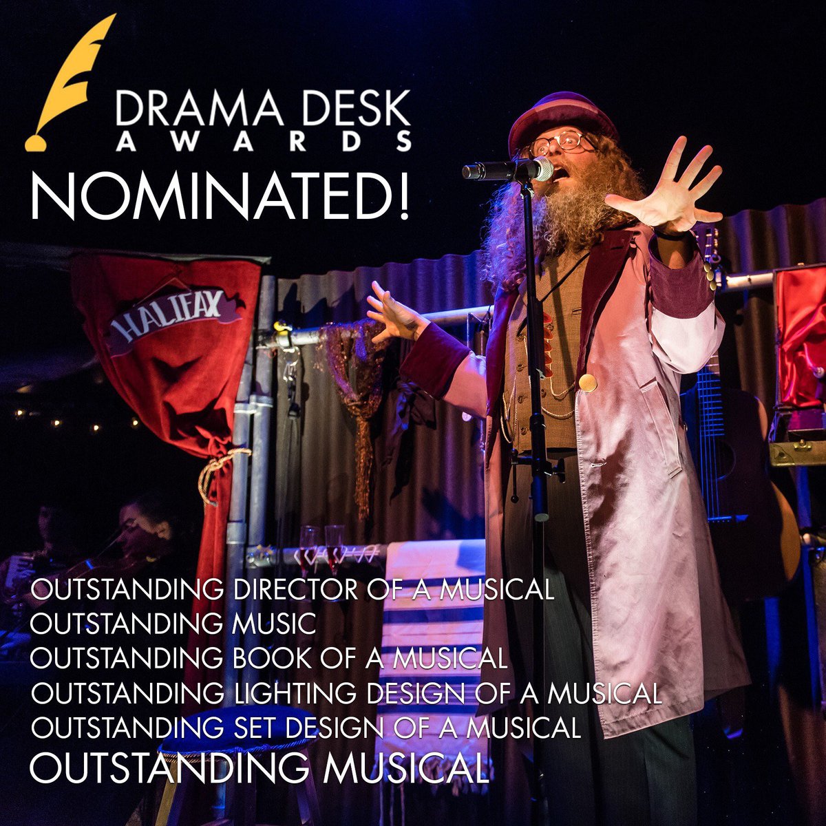 Wow! Congratulations to @2btheatre, @XtianBarry, @moscotweets, @bencaplanmusic & @LouisaAdamson for your @DramaDeskAwards Nominations! #DramaDeskAward #NewYork