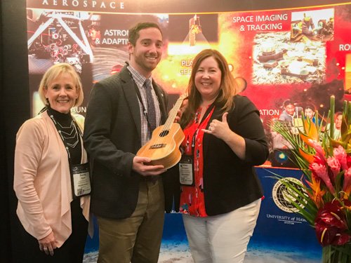 amoscon's tweet photo. Congratulations to Mitchell Scher of @planetlabs, winner of the ukulele drawing at the 34th Space Symposium. We hope heโll grace Septemberโs AMOS Conference with a song or two! #34SS #spacesymposium #AMOS2018 https://t.co/8zyJVyjoAu