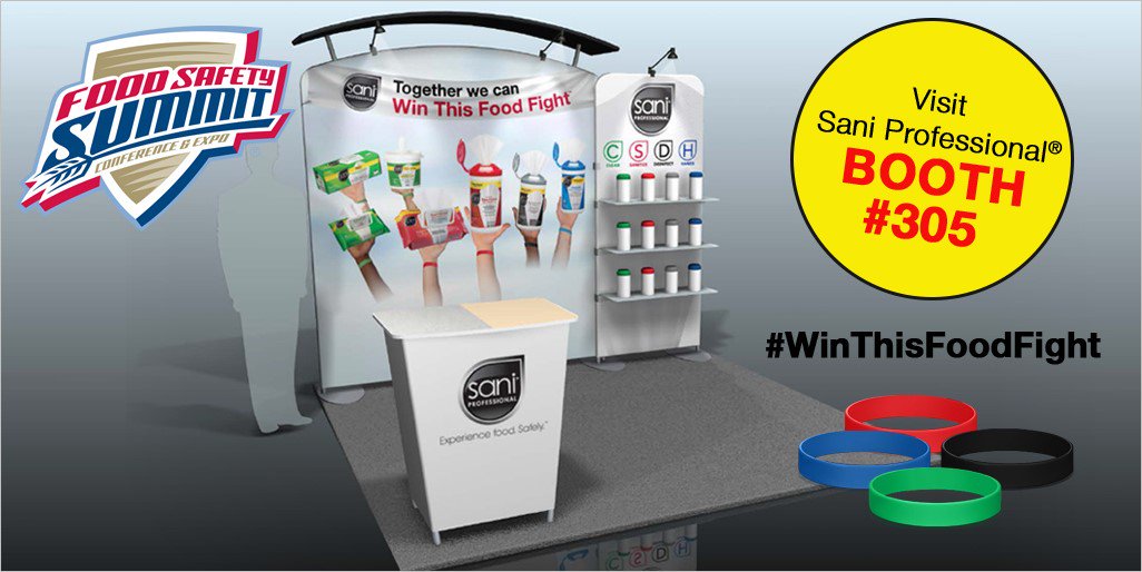 WeAreSaniPro's tweet photo. Less than 2 weeks until the #FoodSafetySummit! Stop by Sani Professional Booth 305 to pickup a free wristband and learn more about how you can #WinThisFoodFight against foodborne illness. https://t.co/8c3g9hUpsm