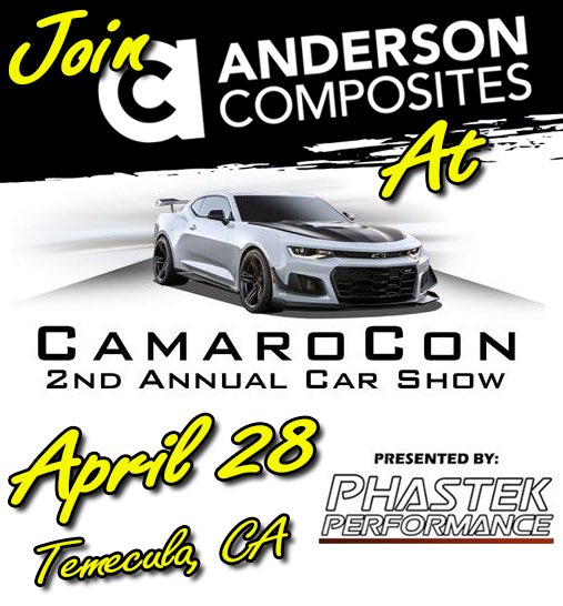 AndersonCmp's tweet photo. Who’s excited for this weekend? We will be at @camaroconevents. Be sure to stop by the booth!
#andersoncomposites
#camarocon https://t.co/utj2wK7CUm