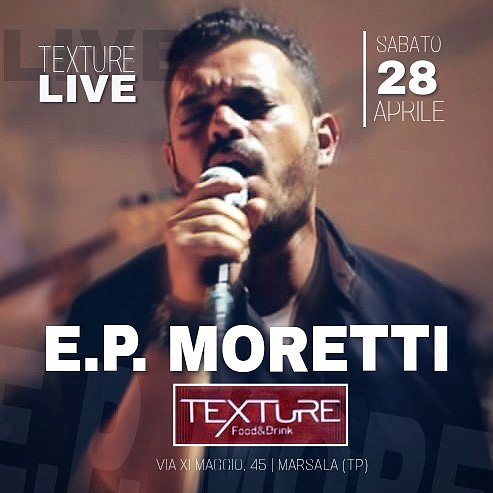 epmoretti's tweet photo. Sabato 28 aprile vi aspetto al TEXTURE di Marsala (TP), per il mio "Solo Live Show"!!! π€πΆ
#epmoretti #singer #livemusic #marsala #texture #weekend #sicilia #nightlife https://t.co/7krd0zBdsK