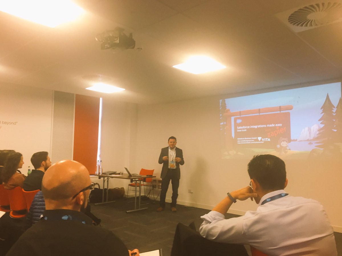BashDin's tweet photo. Demo Time at  #Salesforce North England User Group #Manchester.

Dave  Showing @zapier to @salesforce integration  

#TDXGG18 #Salesforce  #Ohana #SalatesorceOhana #Trailblazers #Integration. https://t.co/nXdr3Rj63P
