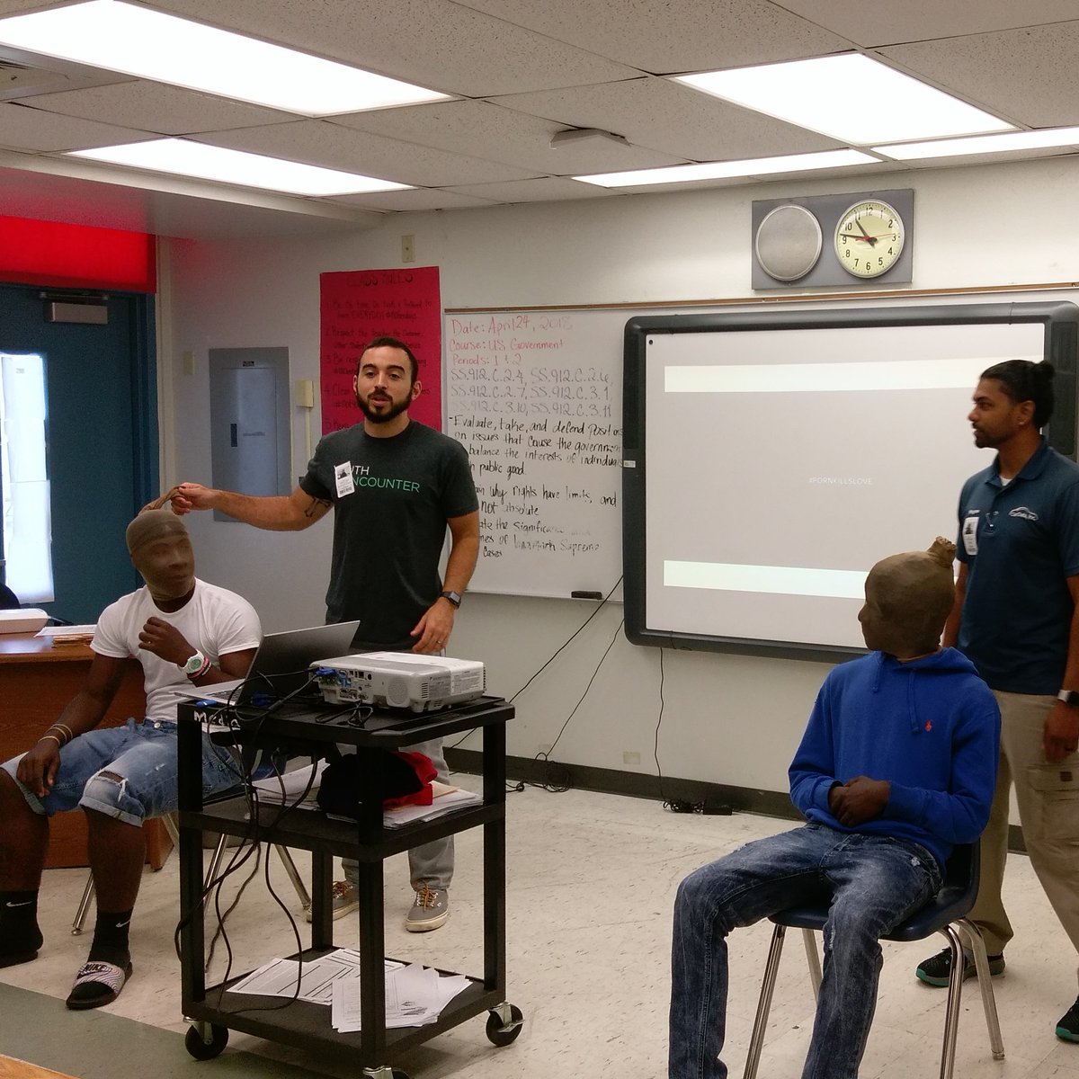 addthe5th's tweet photo. Myself w/co-teacher, Shawn (left) had an awesome time teaching students at Whiddon Rogers about porn.  TRUTH: it distorts &amp; prevents real relationships.  Contact us if your group wants fun, but real faith-based teachings on relationships &amp; sex. #beaboutsomething #pornkillslove https://t.co/57fDTpRTvo