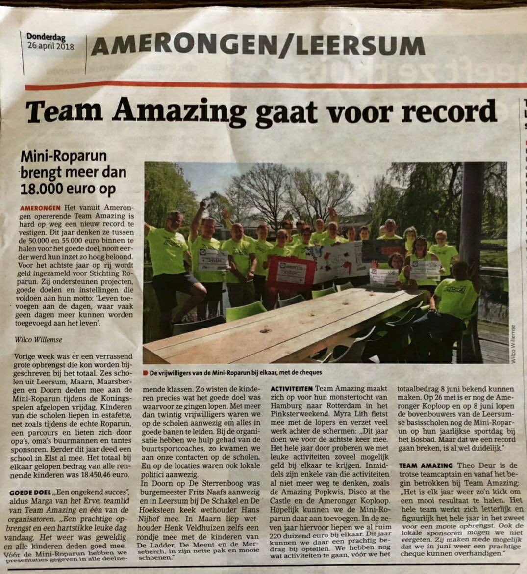 teamamazing87's tweet photo. Team AMAZING gaat voor record opbrengst!! #trots #Roparun #UtrechtseHeuvelrug https://t.co/xza7d7YeE3