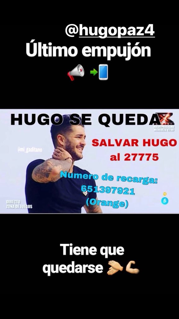 fran_jm82's tweet photo. Tod@s a dar el último empujón para que se quede @HugoPaz45  vamoooosss!!! https://t.co/8Tn54Wwq6D