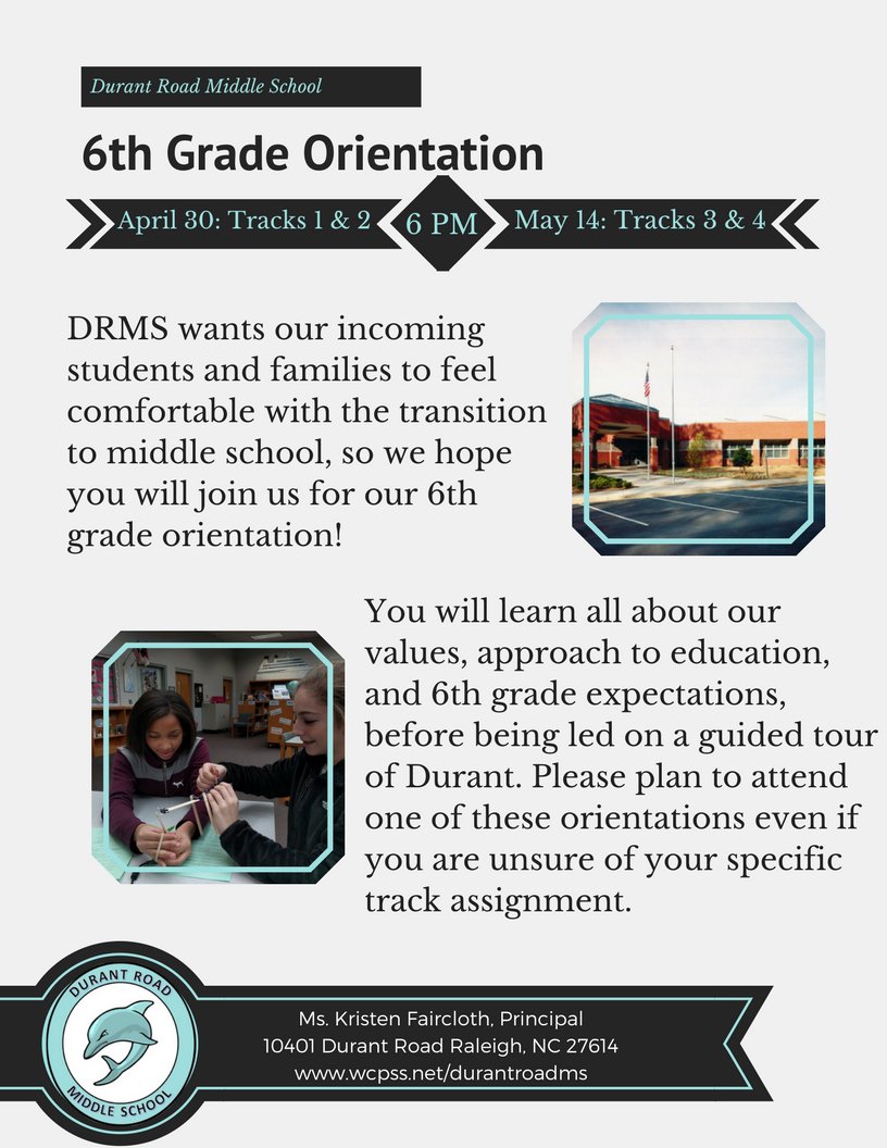 DRMSdolphins's tweet photo. Our 6th grade orientation will take place on Monday, April 30th for Tracks 1 &amp; 2 followed by Monday, May 14th for Tracks 3 &amp; 4. Learn more here: https://t.co/FZuAL44wus https://t.co/GWe8S9OvTK