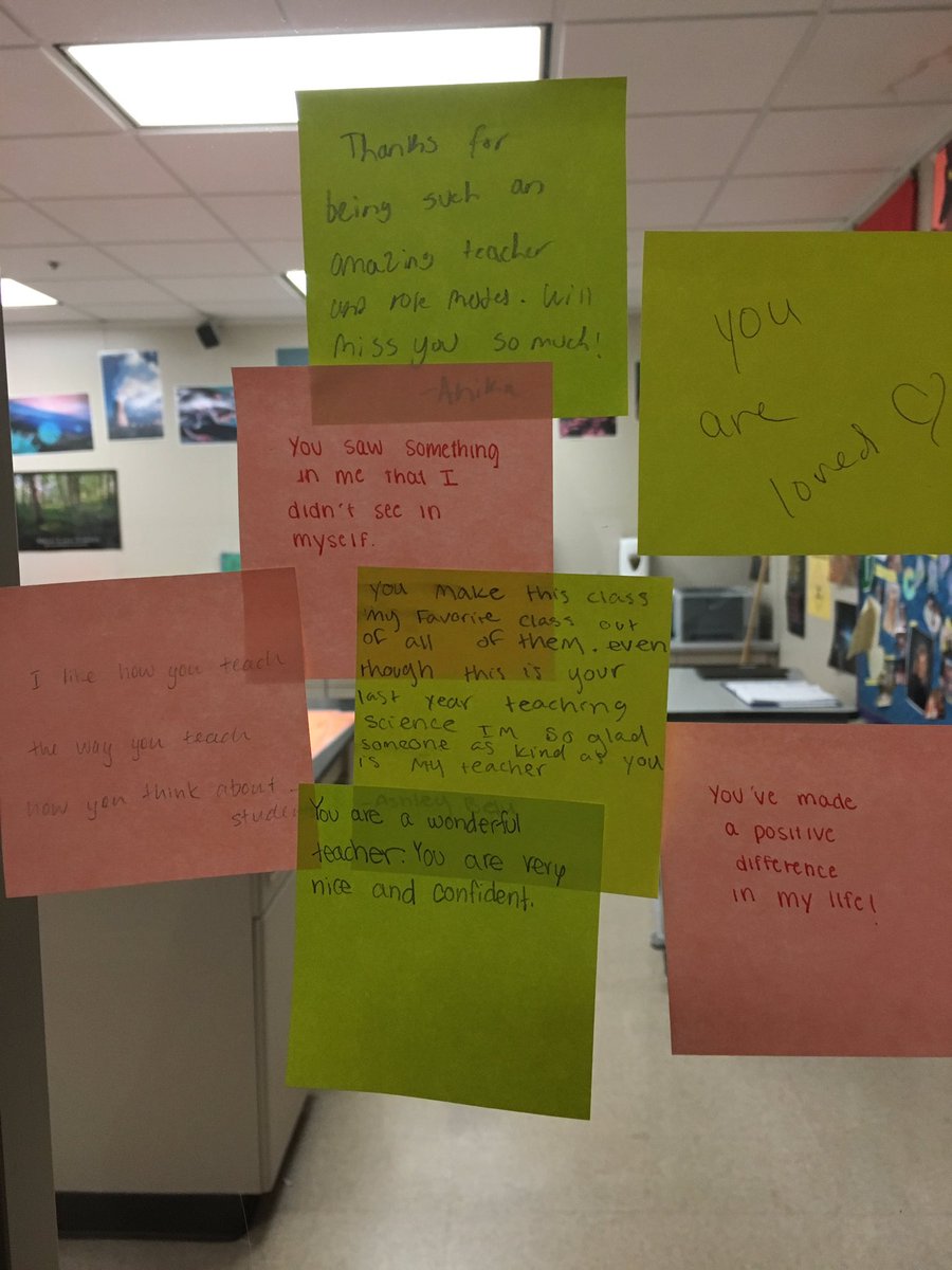 Kmscarpenter's tweet photo. It's "Kindness Week" @KarrerMS - ELA teachers encouraged students to share kind thoughts with each other and with teachers. Wow! This is #theDublinDifference https://t.co/y33PsLfCTB