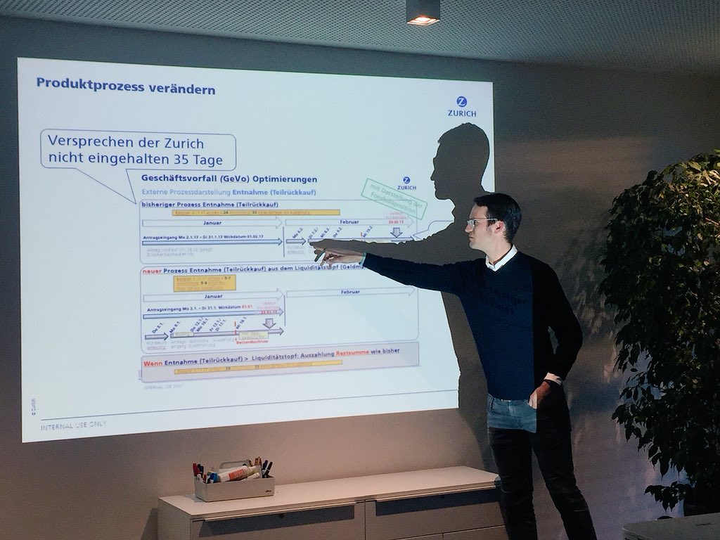 fintechmeetupeu's tweet photo. Small tweaks for a huge impact to speed up and keep promises. Working in crossfunctional teams @Zurich @meichborn #fintechcgn https://t.co/y0tXLCdXL6