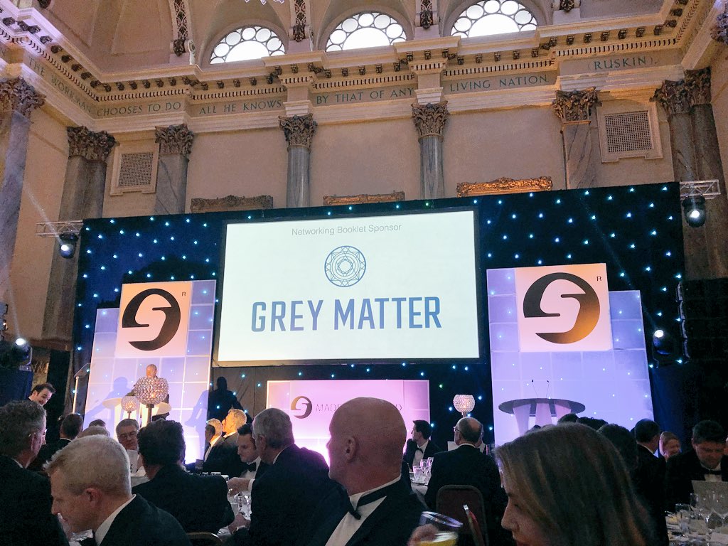 use_greymatter's tweet photo. Delighted to be here at the #MadeinSheffield18 Awards celebrating excellence in #Manufacturing in our wonderful city of #Sheffield. https://t.co/M2I8TjOvLv