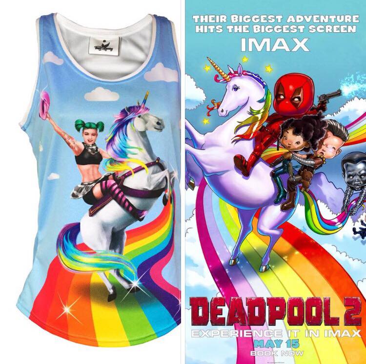 FancyRunning's tweet photo. @VancityReynolds I see you Deadpool 2 guys are fans of Fancy Running! 
Want me to send you one of our 'Badass Unicorn Rider' vests? I bet you'd rock it! #Deadpool #ryanreynolds #Deadpool2 #Deadpool2poster #imaxposter #unicorn #unicornposter https://t.co/ToDMtUYjAc