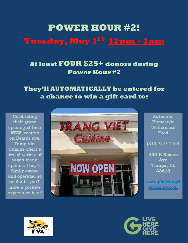 Still need convincing? Well here you go! Power Hour #2 just announced!! #FVAGiveDay18 #GiveDayTB18 #FloridaVoicesforAnimals <a href="/fvaonline1/">FVA</a>
givedaytampabay.mightycause.com/story/Vqcglf