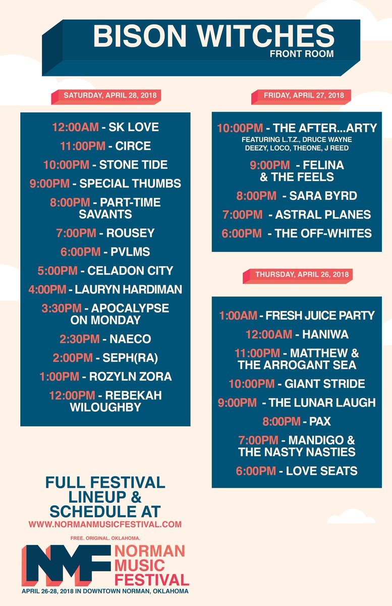 PartTimeSavants's tweet image. If you're coming to see us play in the @NormanMusicFest, stick around for some other bands like @SpecialThumbs who play right after us in the front room of @bisonwitches_OK.  Who knows, perhaps we'll start a rivalry with them ... I mean probably not.  They seem like nice guys.