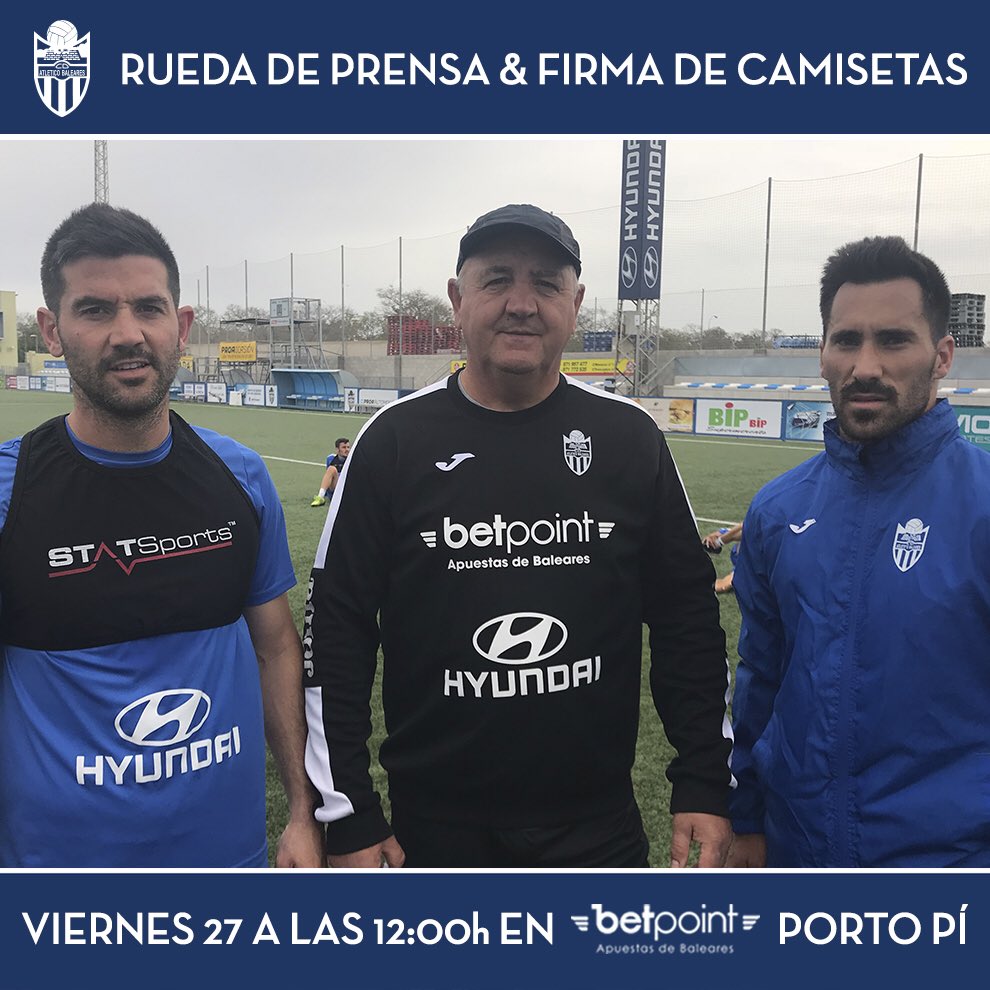 atleticbalears's tweet photo. 🎙📸🎥 RODA DE PREMSA | 

🕛 Demà 12;30h el tècnic 🧢 Manix Mandiola i els jugadors @xiscohm31 i @Guasp5 seran a la seu central de @gobetpoint per firmar 👕 i respondre a preguntes enviades a les xarxes del nostre patrocinador i a les de la premsa.

#ATBSeSalva⚪️🔵 https://t.co/QkJ2r9LhaY