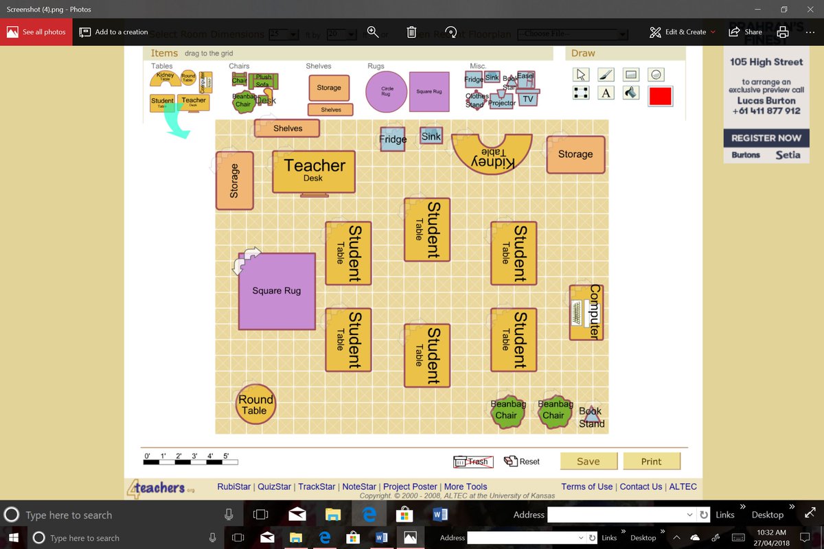 Playing around with my ideal classroom setting in our EDFD452 tutorial. This is actually harder than I expected
#acuedu_p