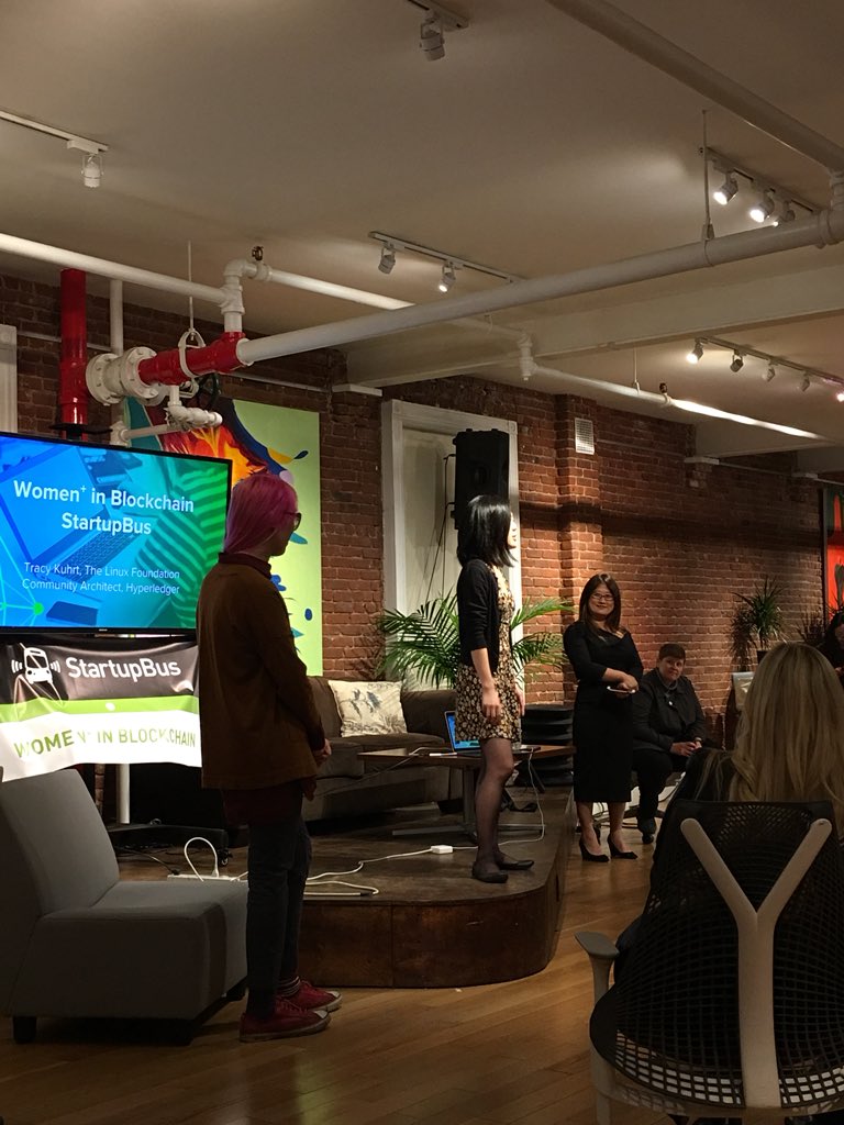 Yay <a href="/colleenwong/">Colleen Wong</a> &amp; <a href="/TheStartupBus/">StartupBus</a> for changing diversity in hackathons! First ever Women+ in blockchain bus kickoff 🚌 👏🏽👏🏽