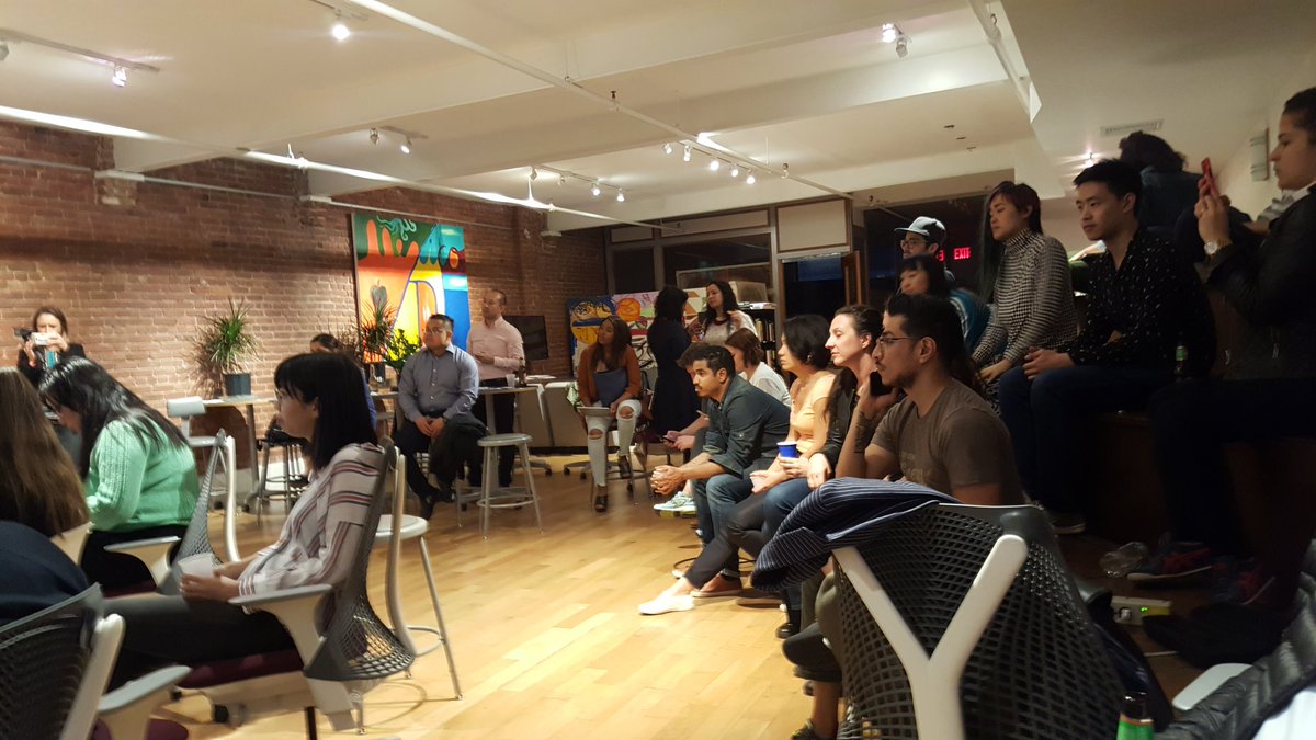 StartupBusWIB's tweet photo. Kicking off @TheStartupBus #WomeninBlockchain w/ our riders, alums + @IBMBlockchain @Hyperledger @TheKnowledgeHou @PipelineAngels @TheOceanXCrypto. Shout out to @impacthubnyc for hosting us! #herstory #diversity #impact #womenintech https://t.co/H1af97XrLZ