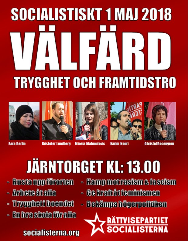 Socialistiskt 1 maj.
Järntorget 13.00