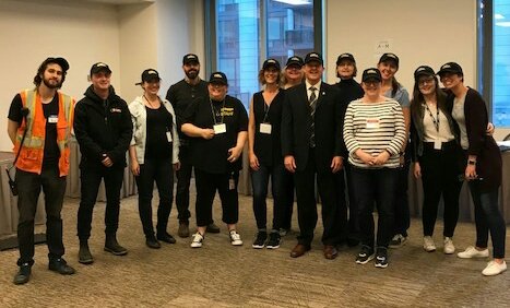 panders2008's tweet photo. SNA team Metro Hall bonds while working tonight's #HomelessCountTO. Get some sleep later guys! https://t.co/Y2ZNYSfLmz