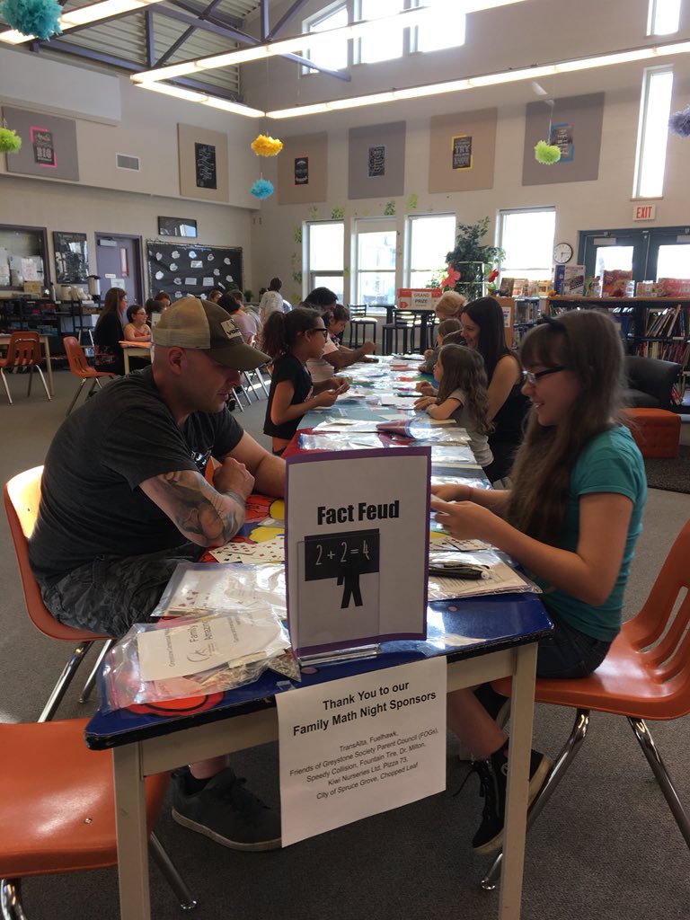 PattyNicholls's tweet photo. Family Math Night at #GreystoneSchool #PSD70 Win a Chromebook Thanks to our sponsors #TransAlta #SpeedyCollision #FountainTire #KiwiNurseries #Pizza73 #SpruceGrove #ChoppedLeaf https://t.co/WoEfVKYvdl