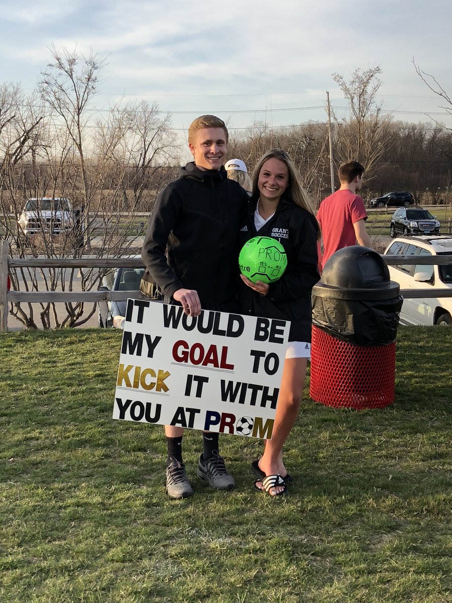 GrantGirlsSocc's tweet photo. A victory AND a promposal! Great team win tonight over North Chicago. Goals from Brooke Barnes (2), Chloe Todd, Rachael Ramirez, Bela Villarreal, Savannah Barnes and Addy Karpilovsky. And a prom date for Haylee ❤️🐾 https://t.co/C0TNMhYgel