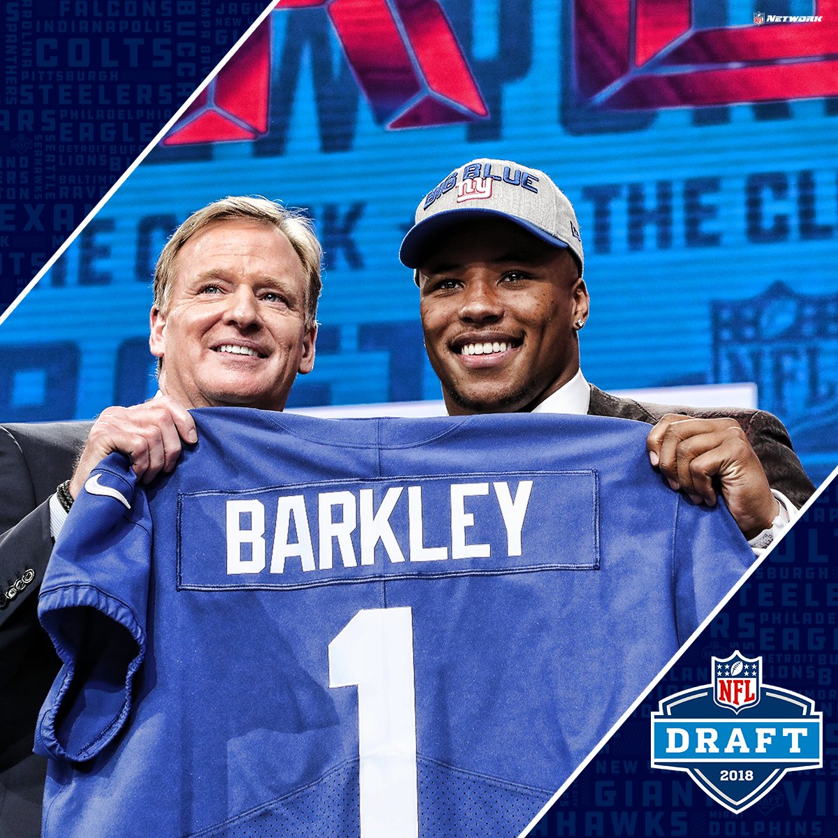 nflnetwork's tweet photo. .@saquon looking good in @Giants blue!

📺: #NFLDraft on NFL Network + FOX https://t.co/1GtJhOtUXo
