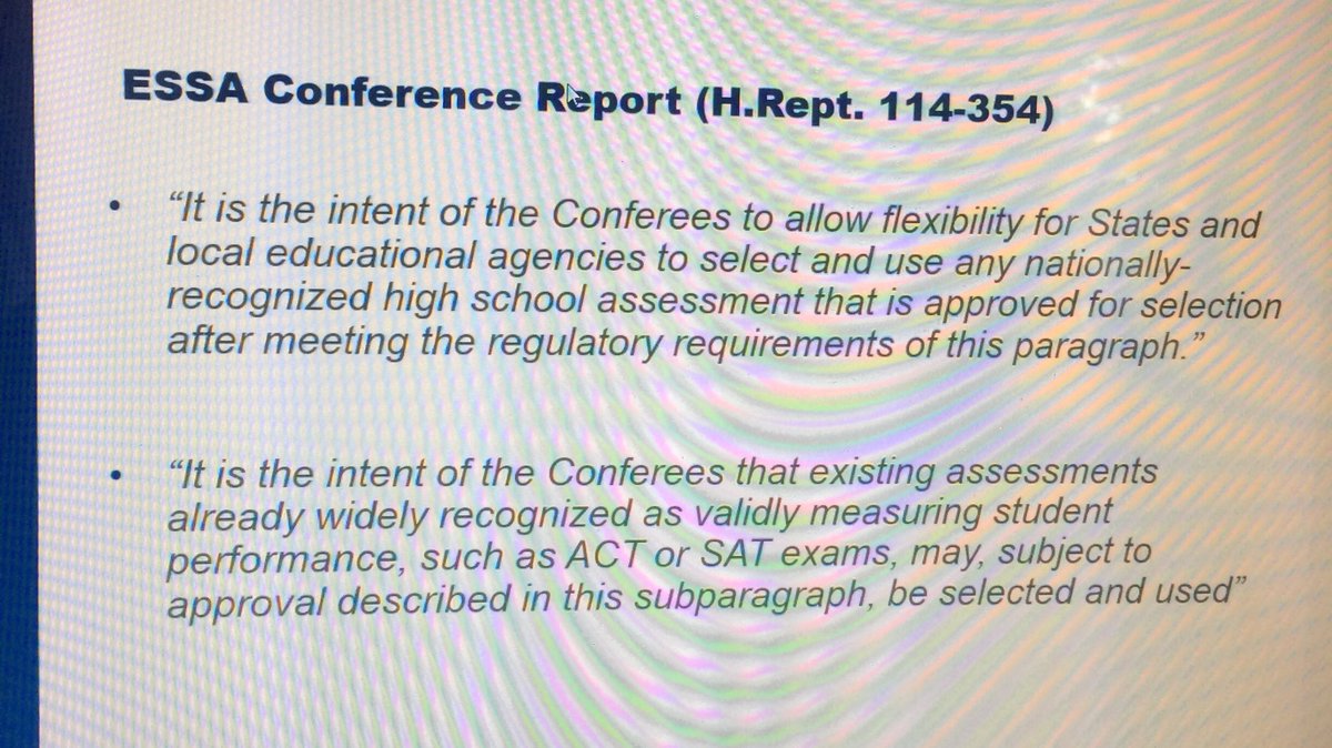 john_mark2015's tweet photo. Great to hear @ACT is working with states to ensure the ACT Test is a valid HS assessment for accountability in line with the spirit of ESSA. #MSadminchat https://t.co/ZmKBpbdmMO