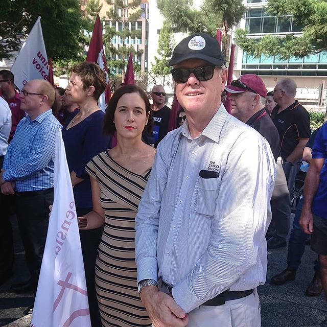 QLDUnions's tweet photo. QCU General Secretary Ros McLennan and Services Union Secretary Neil Henderson are here to mourn for the dead and fight for the living at the 2018 International Workers' Memorial Day. One death at work is one too many.

#thisisunion #proudtobeunion #soli… https://t.co/1Ccvi8tI4n https://t.co/BX3kpZmJrv