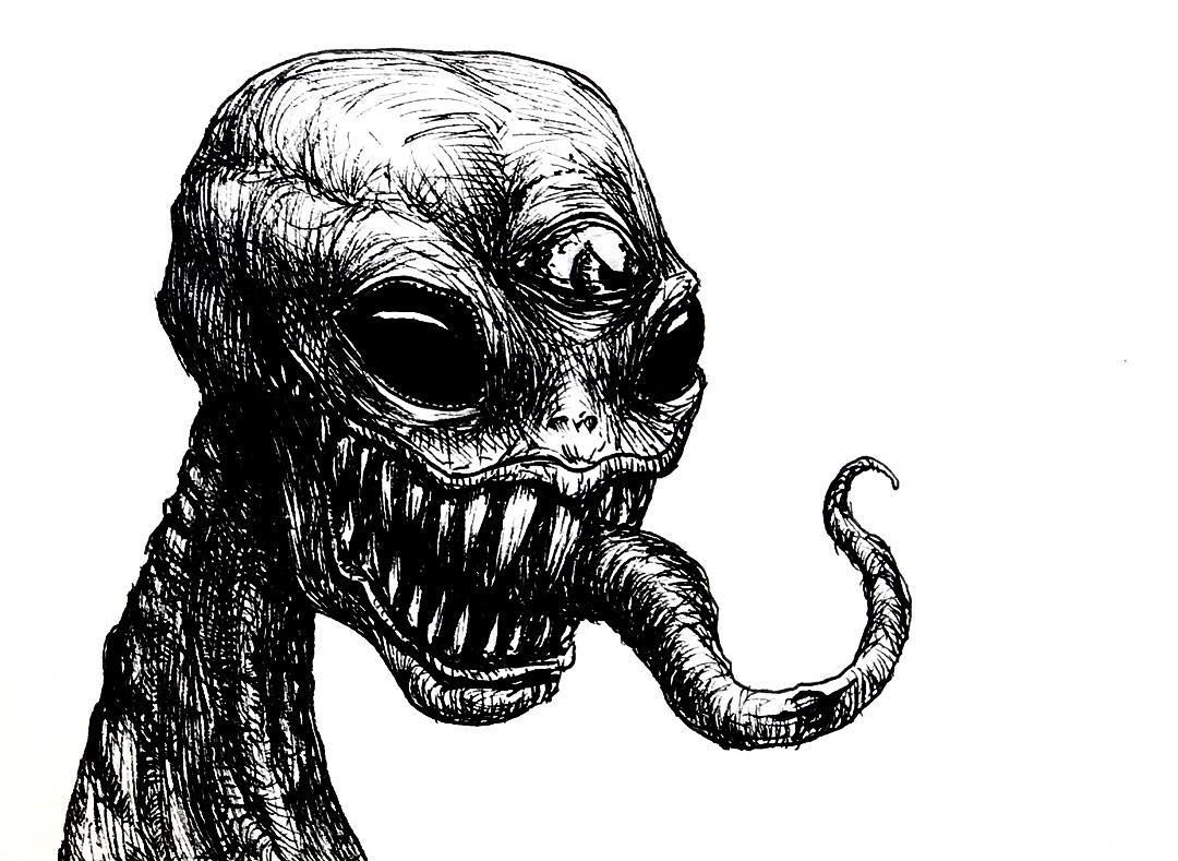 creepy alien drawing