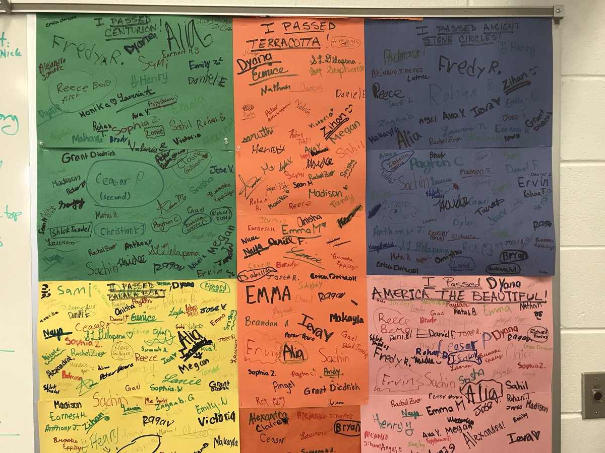 The wall of accomplishment! Great job, 5th grade band! #D60learns