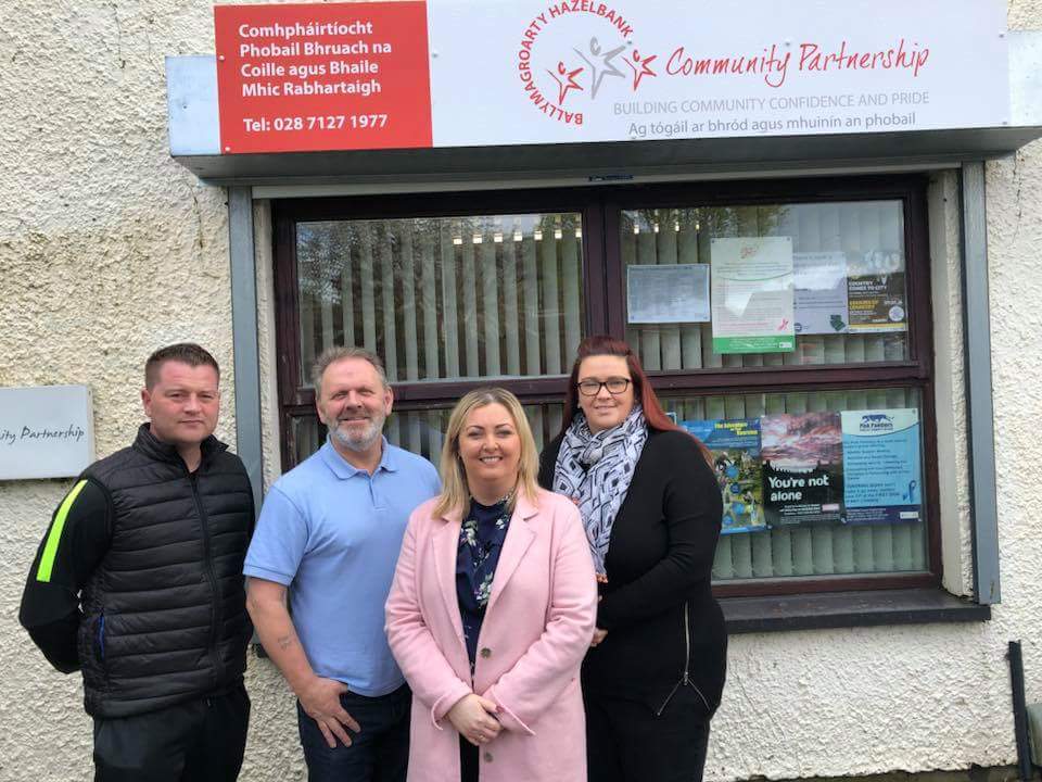 k_mullan's tweet photo. This morning I met with community representatives from Ballymagroarty &amp; Hazelbank Community Partnership for an update on their work.
Also discussed capital developments including new pitch and play and new community centre plans. #PositiveDelivery @DerrySinnFein https://t.co/jLrgXobrhI