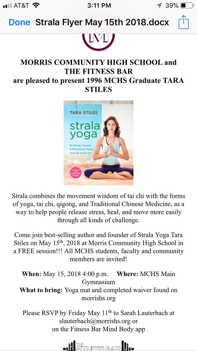 MCHS District # 101 (@mchsdistrict101) on Twitter photo Check this out MCHS- come meet our honors night speaker <a href="/TaraStiles/">Tara Stiles</a> on May 15th- you won’t want to miss this!! Check this out MCHS- come meet our honors night speaker <a href="/TaraStiles/">Tara Stiles</a> on May 15th- you won’t want to miss this!!