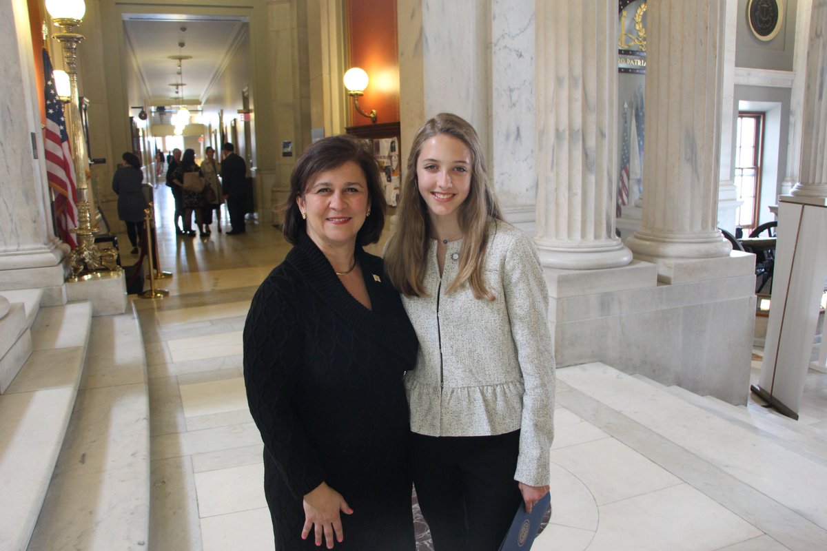 RISecState's tweet photo. Great to meet "#RI Governor for a Day" Anna LaCroix! After talking about her role as Secretary of State, Secretary Gorbea invited Gov. LaCroix for a tour of the State House Charter Museum. https://t.co/OqL9JJrZp5