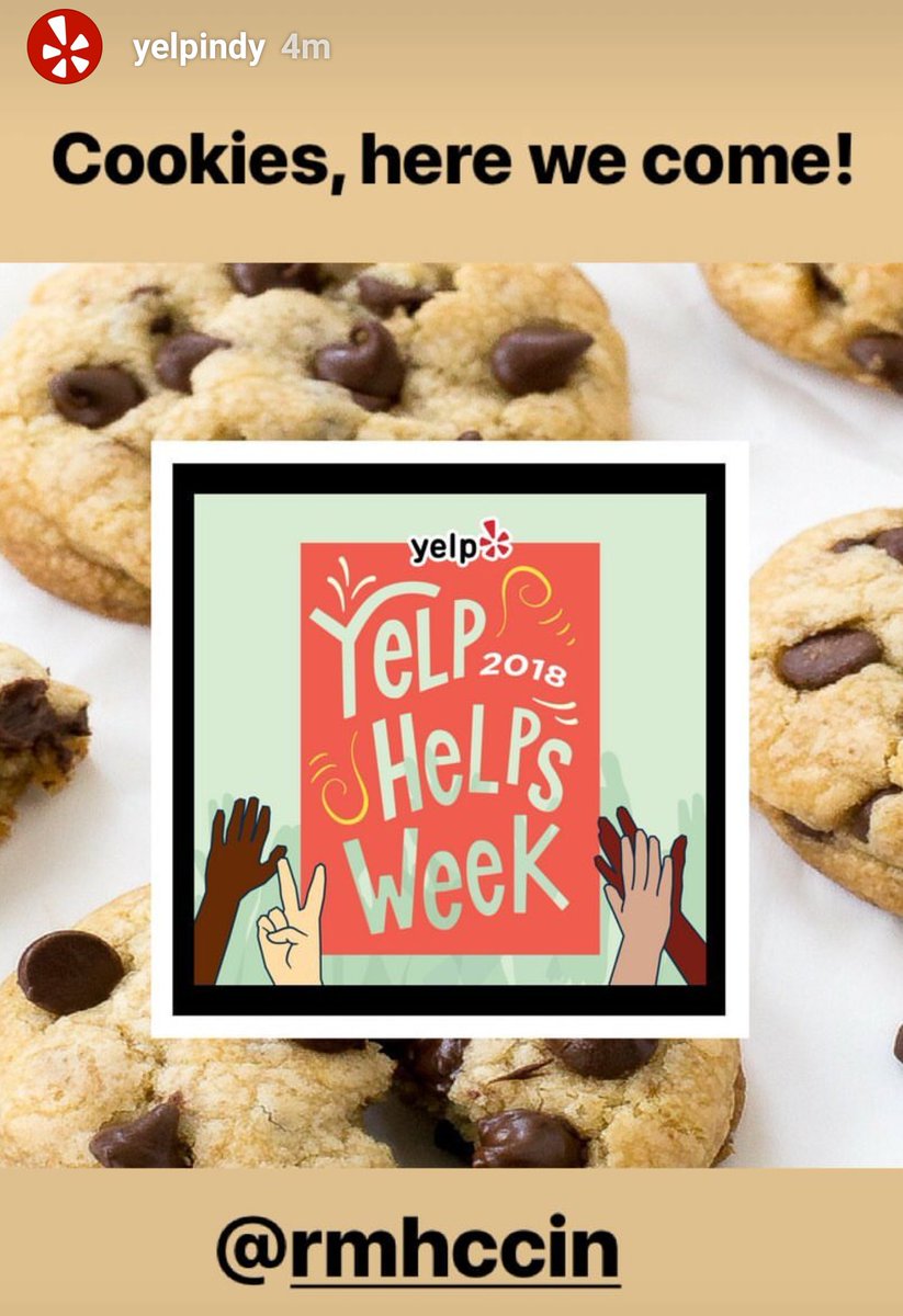 RMHCCIN's tweet photo. T-Minus TWO HOURS 'til our pals @YelpIndy bring in the smiles and cookies with Yelp's Bingo, Bake-Off! Our mouths are watering already! 😋 🍪 #YelpHelpsWeek https://t.co/shdxamBfHF