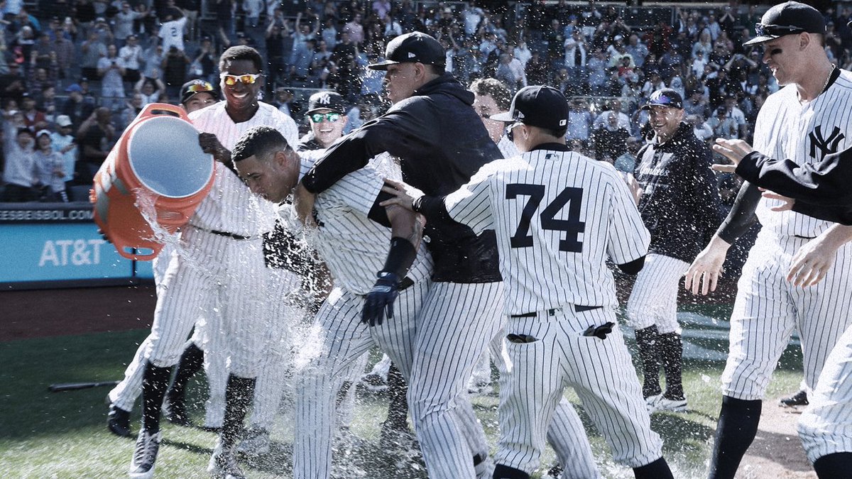 Yankees's tweet photo. Cool off, @ElGarySanchez https://t.co/uSlRmvCNzv