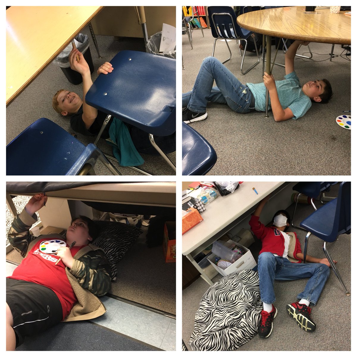7th grade history students just learned about The Renaissance, now painting in the style of Michelangelo painting the Sistine Chapel- upside down! @MonteVistaPVSD <a href="/PVSDCamarillo/">PVSD Camarillo</a>