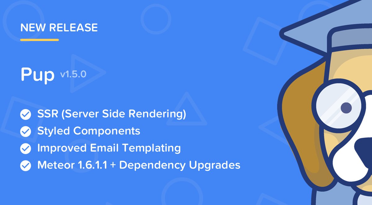 clvrbgl's tweet photo. A BIG release for Pup is live!!!

v1.5.0 comes with SSR support, styled-components, improved email templates, and a whole mess of updates including @meteorjs 1.6.1.1

https://t.co/3k3w2xfPTI https://t.co/Z3ycQaWgme