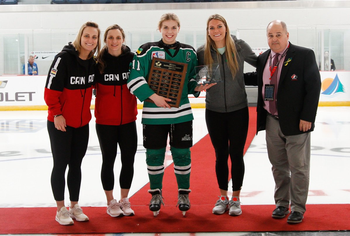 Congratulations to <a href="/StoonStarsAAA/">Saskatoon Stars</a> captain Mackenna Parker on receiving the 2018 Isobel Gathorne-Hardy Award at the @HC_EssoCup!