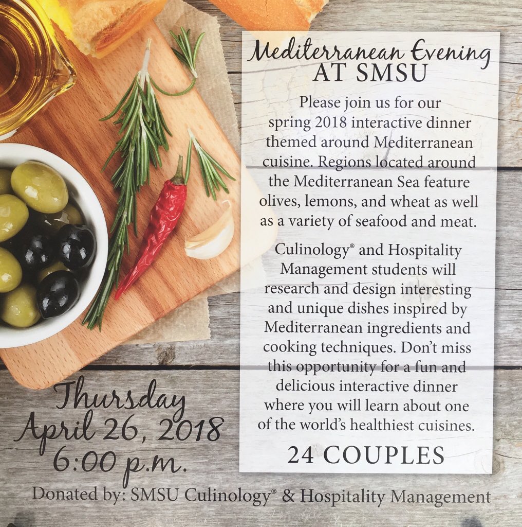 Mediterranean Evening at the SMSU Interactive Dinner. Thanks to all those who bought tickets. Send a message or follow us to get the recipe book for the event!