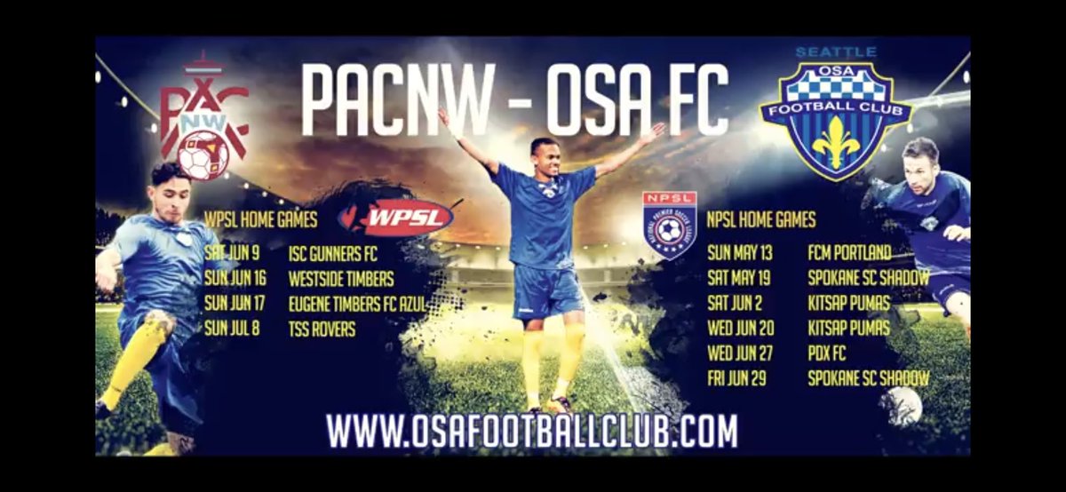 OSA_FC's tweet photo. Don't miss @PacNWSC @OSA_FC @NPSLSoccer @WPSL League home games! Come watch these talented players, many of  whom will become future professionals
https://t.co/LFTLFwrKGX https://t.co/uc5wYOmlao