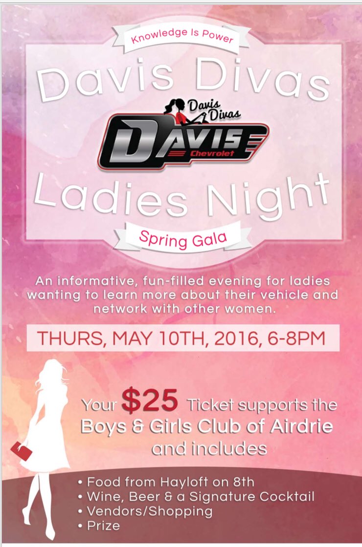 DavisGMAirdrie's tweet photo. Looking forward to seeing you for #davisdivas @FitzBrewing @airdrielifemag @BGCAirdrie https://t.co/MID1Bjmhyb