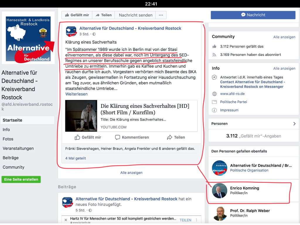 DerNorb's tweet photo. Der Kreisverband #Rostock der #AfD hat es geschafft, alle noch einigermaßen demokratiekonformen Vorstandsmitglieder wegzumobben.
Unter #Litke und #Teschner darf auf der @facebook Seite jetzt auch #Arppe wieder seinen hässlichen Schmodder verbreiten...
#Stasi und #BKA vermischt... https://t.co/YpUhkG5svq