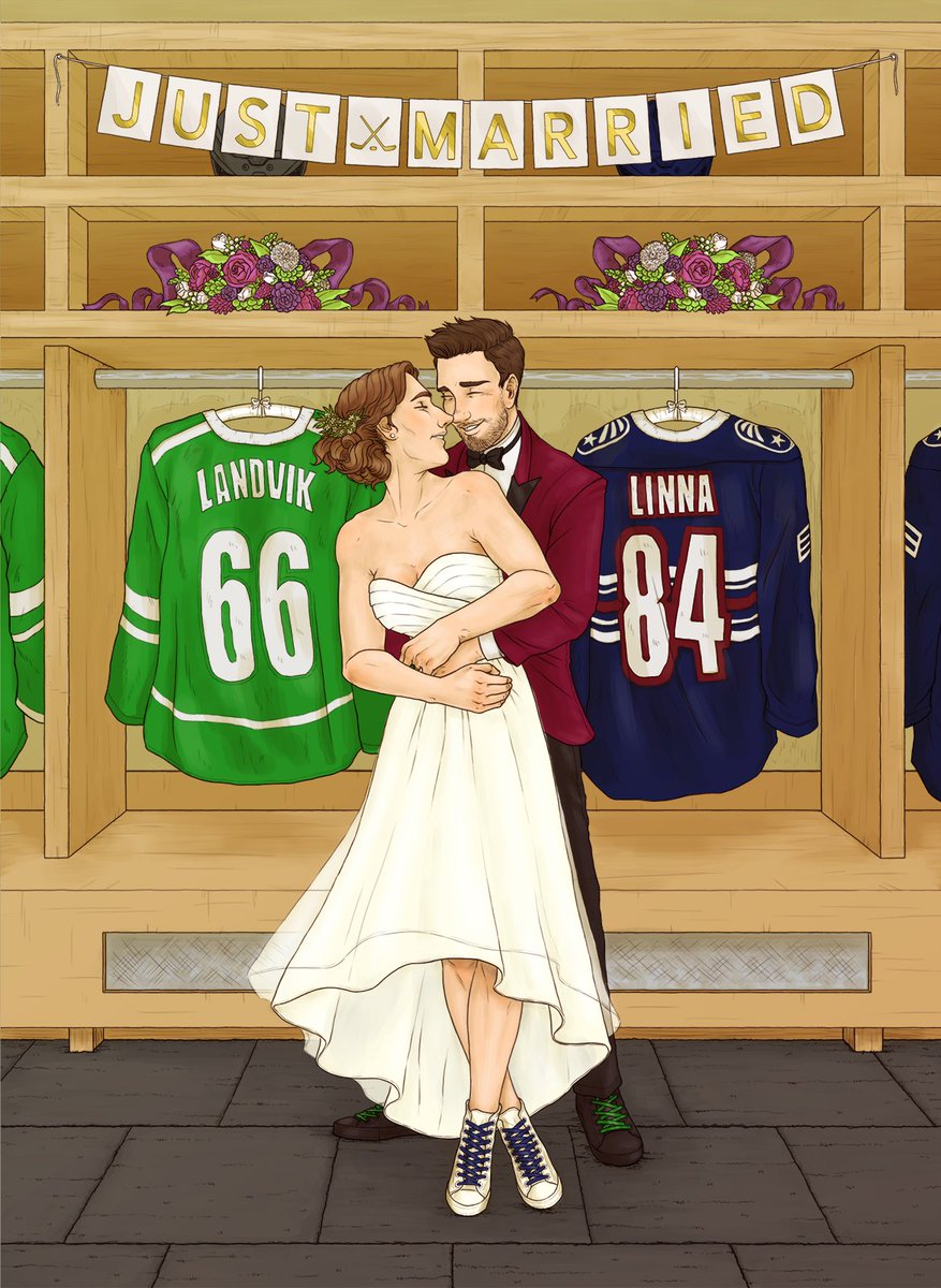 landvik666's tweet photo. Been married to @mikko_linna for almost a year now and still can't believe it some days. Thanks for always reminding me to hold on to the good things in life. #TBT #shlhockey https://t.co/lLyPK3m5e4