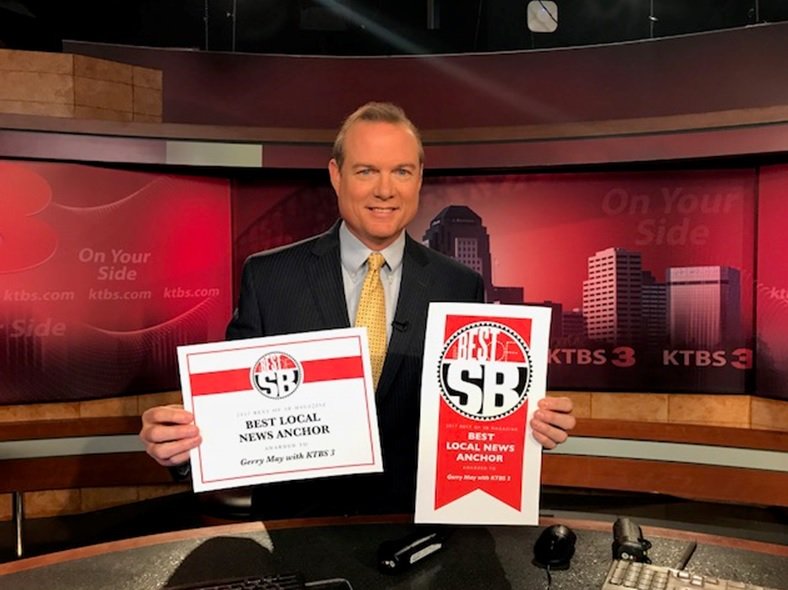 Gerry_May_'s tweet photo. With much respect to my colleagues and competitors, I humbly say thank you to SB Magazine and its readers, and all of our viewers! Most of all, thanks to my team here at KTBS! https://t.co/7KDVkXmPDS