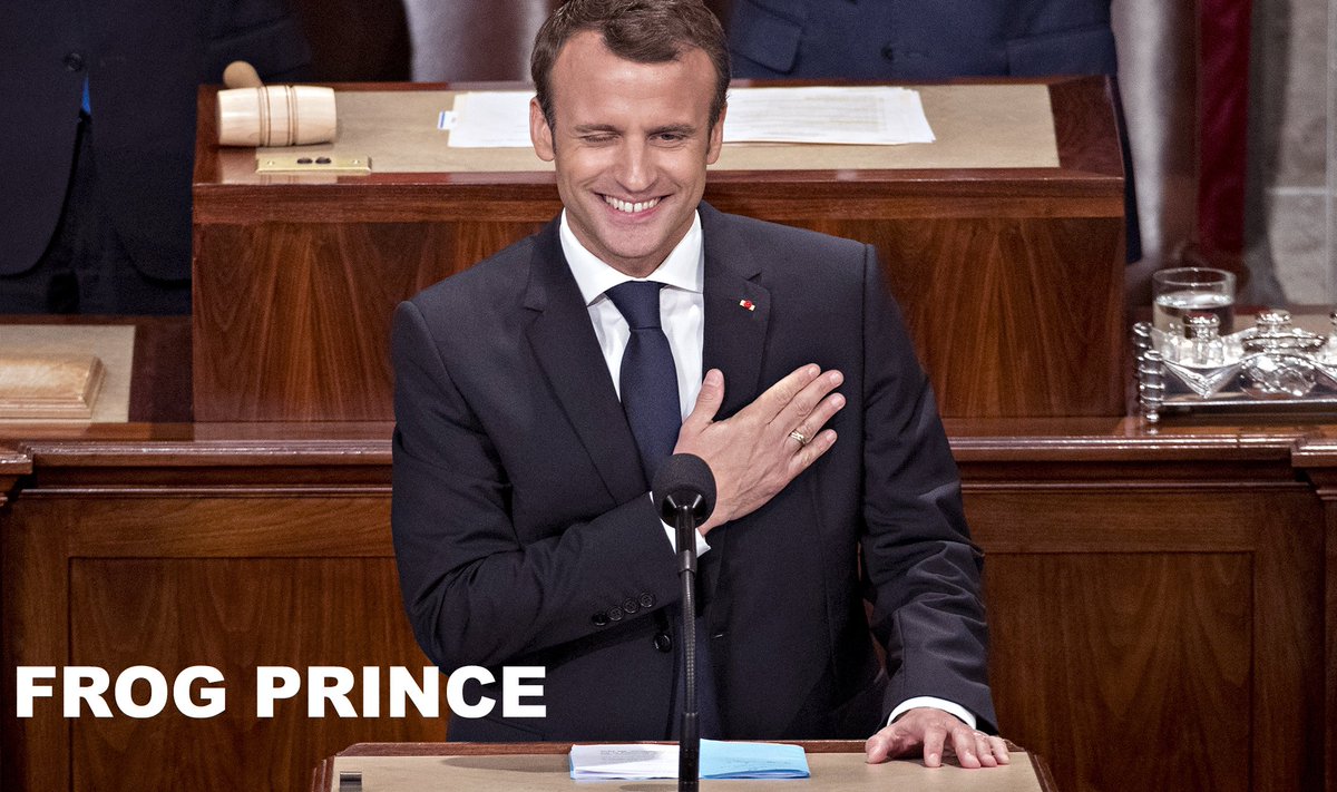 libertytarian's tweet photo. #Macron: #EU Frog Prince Goes To Washington

nationalism=illusion &amp; fascist
but globalism=prosperity?

tariffs=economic war
but war sanctions=peace?

#MAGA=fearmongering
but #climatechange alarmism=saving our grandchildren?

#MacronTrump #macroncongress
https://t.co/f4kDJgaDDh https://t.co/jy2INgbdS4