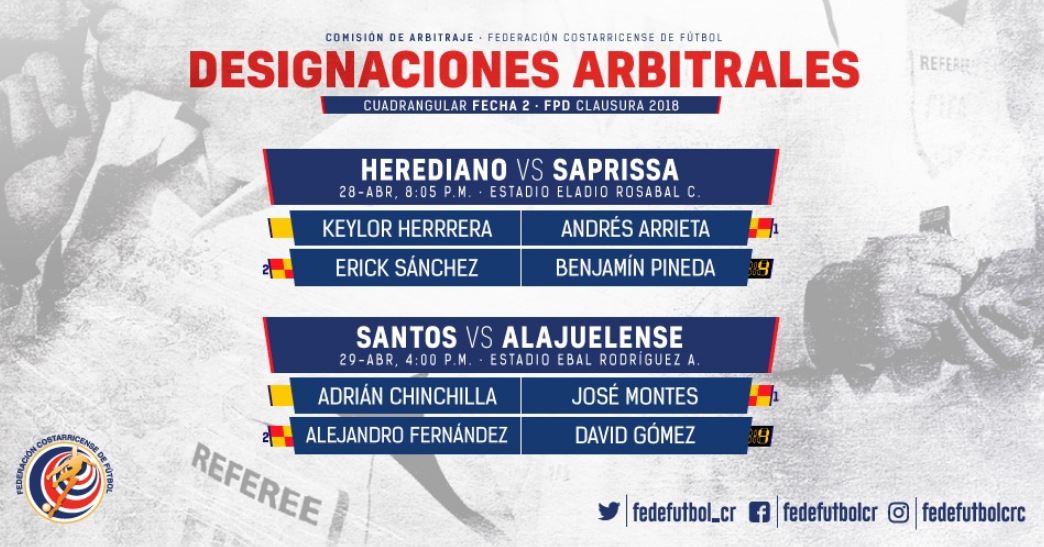 FannyT_LN's tweet photo. Las designaciones arbitrales para la segunda fecha de la #CuadrangularCR https://t.co/rTdytZELiG