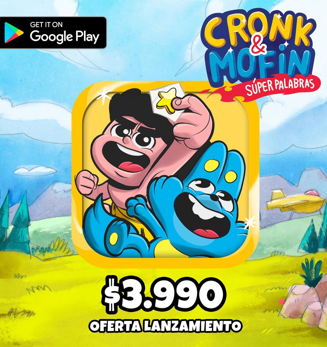 prolinguo_cl's tweet photo. Cronk &amp; Mofin Súper Palabras versión para padres disponible en GooglePlay 🤩 Ingresa a https://t.co/bGDxpiUMgo adquiere tu plan personal y aprovecha nuestra oferta de lanzamiento a tan solo $3.990/anual 😱
https://t.co/Ap4YxK5GoT https://t.co/u7Zcif4C8y