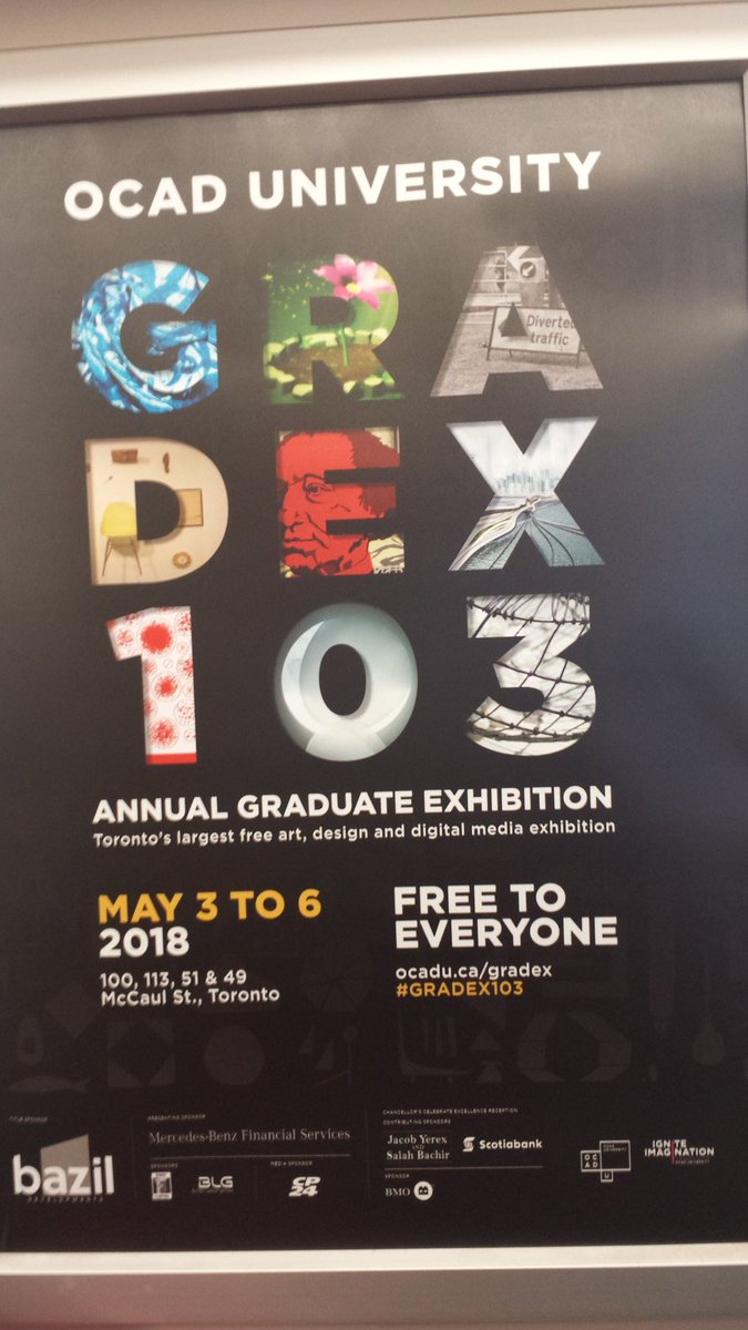 LadyLisaWH's tweet image. All roads lead to Toronto's biggest art n design exhibition ocadu.ca/gradex @OCAD #wordsouteverywhere #ttcline1 #freeadmission!