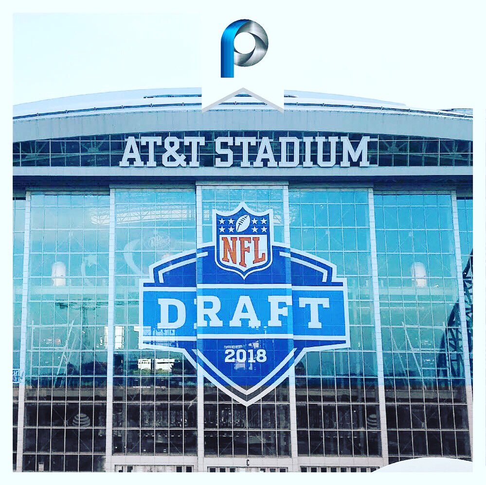 the1DanKing's tweet photo. After 3 weeks of work at AT&amp;T Stadium the 2018 NFL Draft is ready and will kick off in just a few hours. #nfl #nfldraft2018 #events https://t.co/BQv4X6Oyf1