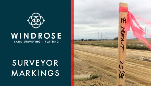 Windrose Land Survey on X: Three of the most common markings a #surveyor  will use on a #construction project; stakes, flags, and pins. These markers  are placed on a land's surface to